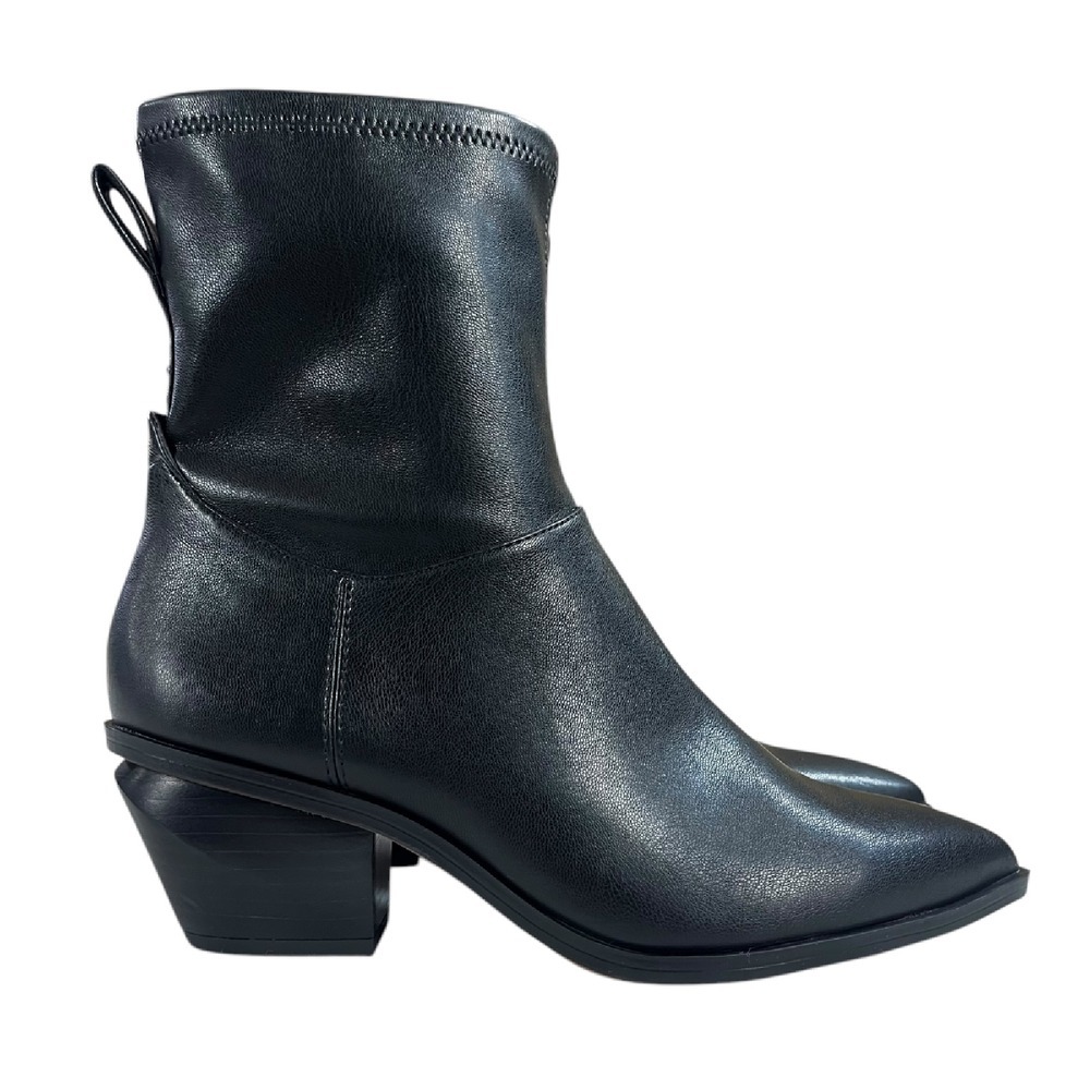Franco Sarto Sammi Side Zipper Ankle Black Faux Leather‎ Boots Womens Size 6M